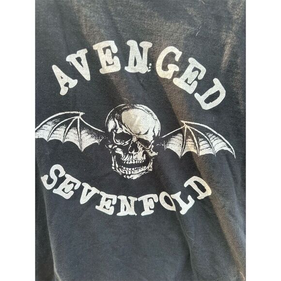 Vintage Avenged Sevenfold Skull & Bat Wings Graphic T-Shirt Men's M Black - Picture 2 of 7